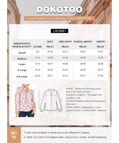 Women's Casual V Neck Floral Print Long Sleeve Chiffon Blouses Bohemian Top Shirts Pink $10.23 Blouses