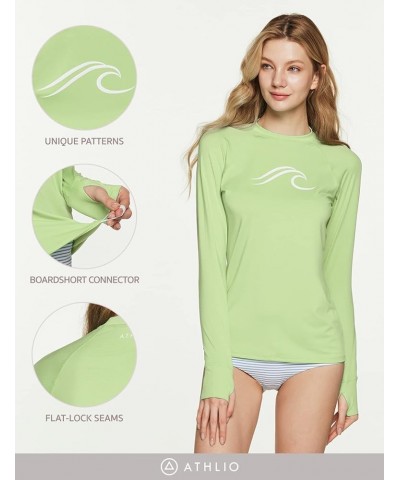 Women's UPF 50+ Rash Guard, Long Sleeve Surfing Swimsuit Top, UV/SPF Water Beach Swim Shirts Thumb Hole Milky Green $14.20 Sw...