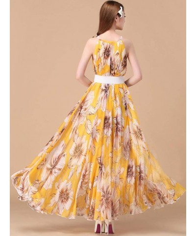 Women's Summer Floral Long Beach Maxi Dress Lightweight Sundress Yellow Lily $22.05 Dresses