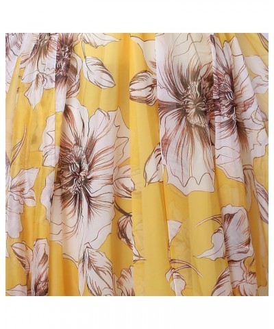 Women's Summer Floral Long Beach Maxi Dress Lightweight Sundress Yellow Lily $22.05 Dresses