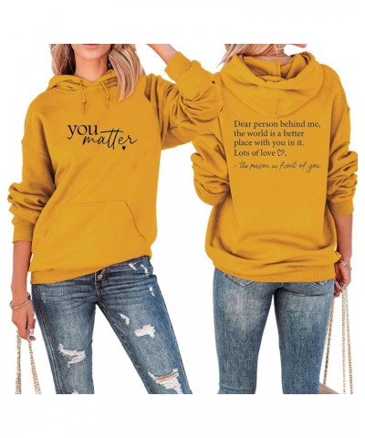 Dear Person Behind Me Hoodie, You Are Enough Long Sleeve Inspirational Hooded Sweatshirt with Pocket Yellow-c $18.19 Hoodies ...