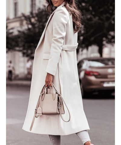 Women's Long Trench Coat Lapel Collar Winter Warm Jacket Coats with Belts Maxi Long Wool Pea Coat White $14.31 Coats