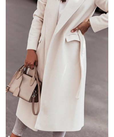 Women's Long Trench Coat Lapel Collar Winter Warm Jacket Coats with Belts Maxi Long Wool Pea Coat White $14.31 Coats