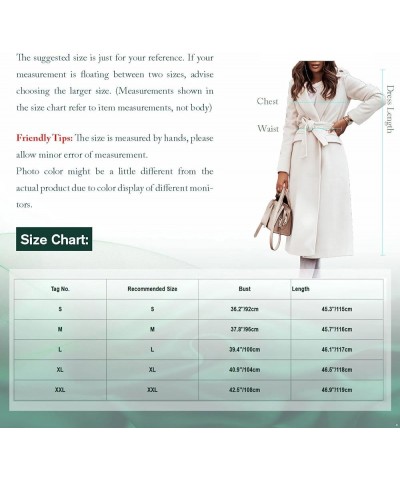 Women's Long Trench Coat Lapel Collar Winter Warm Jacket Coats with Belts Maxi Long Wool Pea Coat White $14.31 Coats