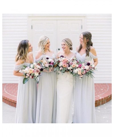 Off The Shoulder Chiffon Bridesmaid Dresses Long Spaghetti Straps A Line Formal Party Dress Plum $35.28 Dresses