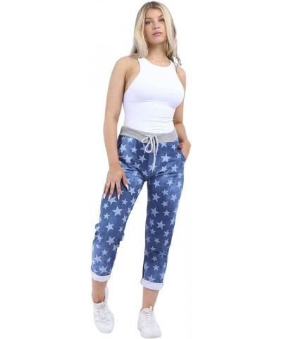 Women's Italian Active Yoga Floral Printed Jogging Pants Turn Up Jogger Hoop Trouser Small Star Print $9.61 Pants