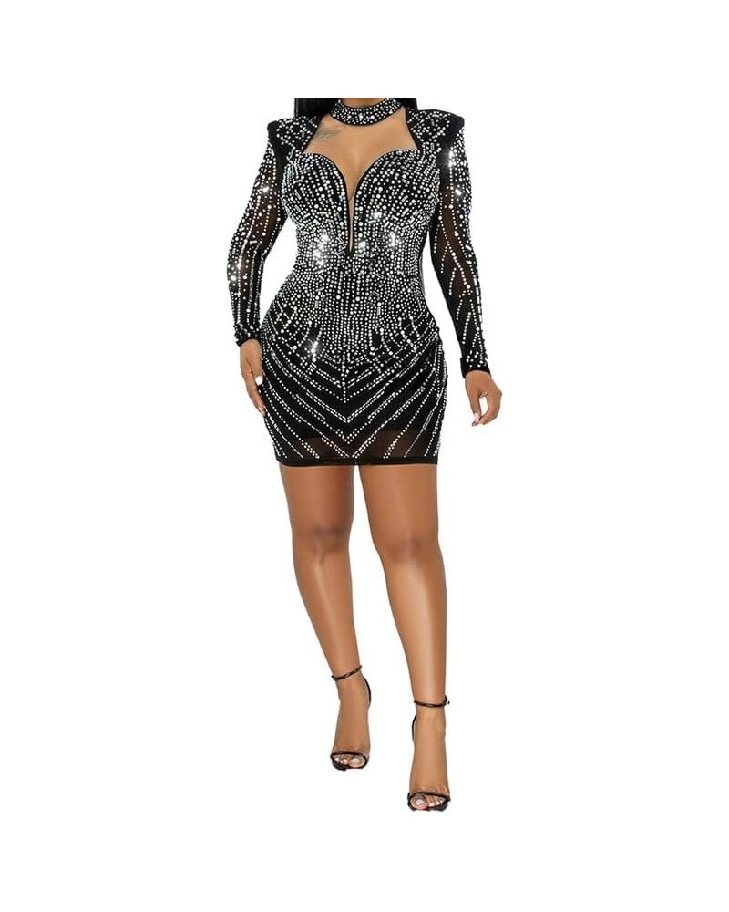 Women Mesh Rhinestone & Tassel Dress Sexy Bodycon Birthday Evening Cocktail Party Night… 3 Black $19.43 Dresses