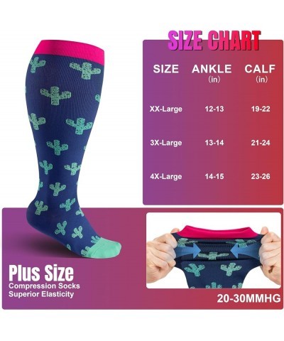 3 Pairs Plus Size Christmas Compression Socks for Women & Men Wide Calf Xmas Compression Socks 20-30mmhg Extra Large Knee Hig...