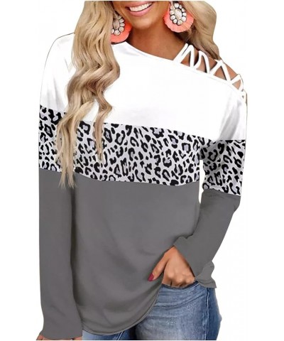 Christmas Cold Shoulder Tops T Shirts for Women Long Sleeve Buffalo Plaid Leopard Criss Cross Off Shoulder Tunic Blouse White...