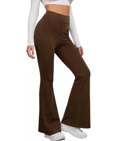 Women's Flare Leggings High Waisted Sweatpants Bell Bottoms Bootcut Tummy Control Yoga Pants Plain Chocolate Brown $11.72 Leg...