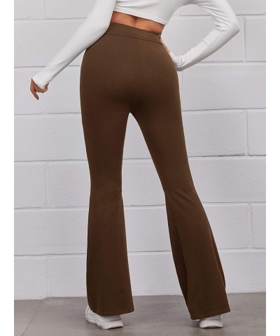 Women's Flare Leggings High Waisted Sweatpants Bell Bottoms Bootcut Tummy Control Yoga Pants Plain Chocolate Brown $11.72 Leg...