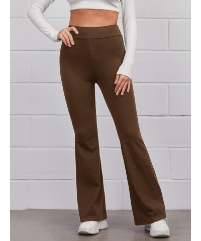 Women's Flare Leggings High Waisted Sweatpants Bell Bottoms Bootcut Tummy Control Yoga Pants Plain Chocolate Brown $11.72 Leg...