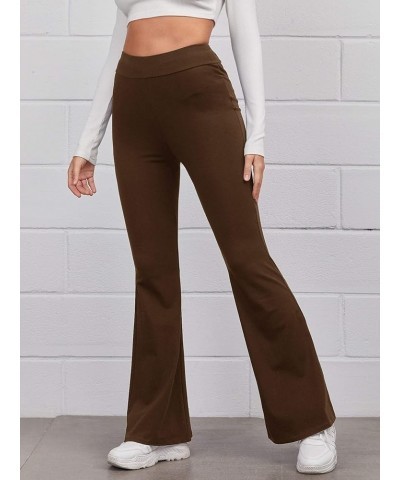 Women's Flare Leggings High Waisted Sweatpants Bell Bottoms Bootcut Tummy Control Yoga Pants Plain Chocolate Brown $11.72 Leg...