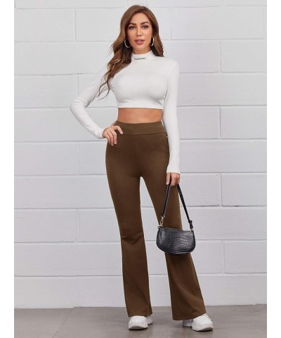 Women's Flare Leggings High Waisted Sweatpants Bell Bottoms Bootcut Tummy Control Yoga Pants Plain Chocolate Brown $11.72 Leg...