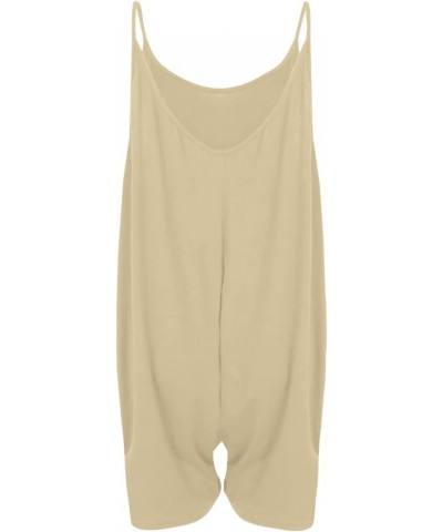 Jumpsuits for Women Casual Strap Romper Comfy Sleeveless Overalls Solid Fashion Adjustable Jumpers with Pockets B-khaki $4.50...