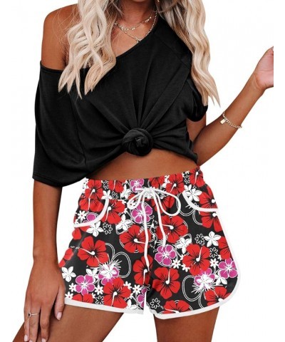 Women Summer Floral Beach Boardshorts with Pockets Swim Trunks Red Floral $14.00 Swimsuits