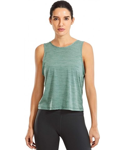 Women's Crop Top Workout Tank Lightweight Soft Quick Dry Sleeveless Athletic Shirt Pistachio Grey $9.15 Activewear