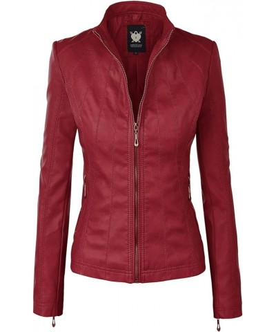 Women's Faux leather Motocycle Biker Jacket Coat Wjc877_red $31.26 Coats