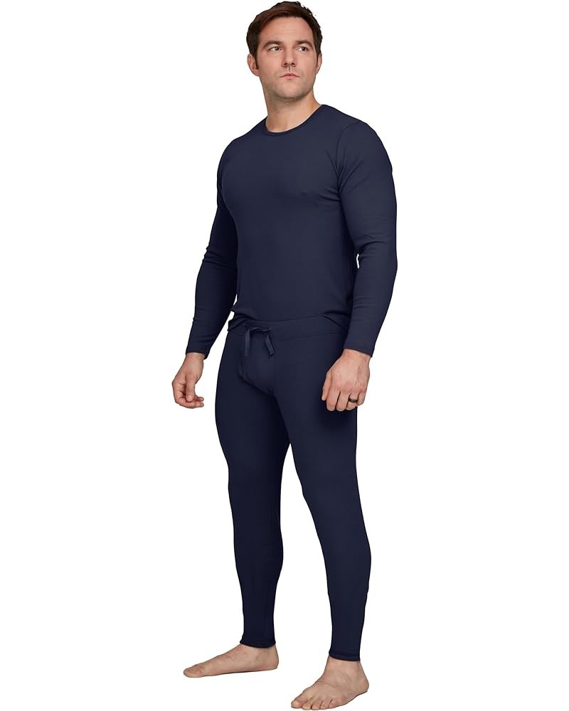 Kickoff Long Johns Thermal Underwear Pajamas Lightweight Base Layer Set l Moisture-Wicking Soft Snug & Cozy l Easy Care Navy ...