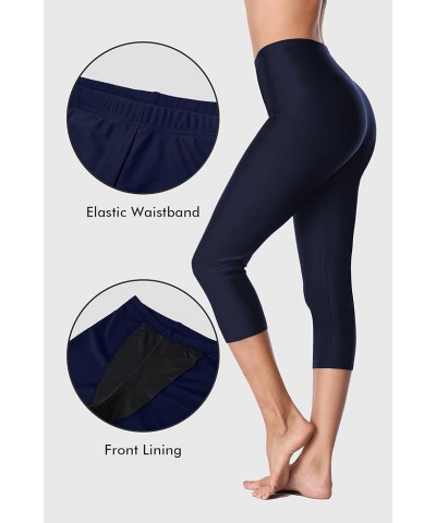 Swim Pants for Women High Waisted Swimming Leggings Stretch Swim Capris Sporty Long Swim Board Shorts Navy $14.21 Swimsuits