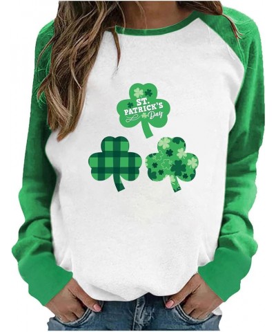 Happy St. Patrick's Day Sweatshirt for Women 2024 Loose Fit Raglan Sleeve Shirt Lucky Irish Shamrock Graphic Tees 6green $4.5...