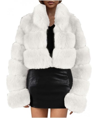 Winter Coats for Women 2024 Plus Size Faux Fur Warm Jacket Long Sleeve Fleece Outwear Comfy Soft Collar Overcoat 03 White $10...