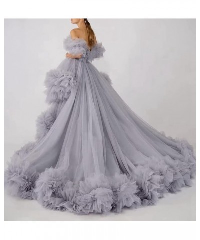 Women's Strapless Tulle Prom Dresses High Low Ball Gowns Ruffles Formal Evening Party Gown with Trailing Purple $47.23 Dresses