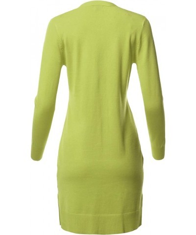 Women's Casual Button Up Long-Line Sweater Viscose Knit Cardigan Aawcal0008 Lime $13.49 Sweaters