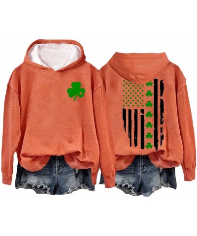 St Patricks Day Sweatshirt for Women American Flag Graphic Hoodies Green Shamrock Top Clover Long Sleeve Crewneck Sweatshirts...