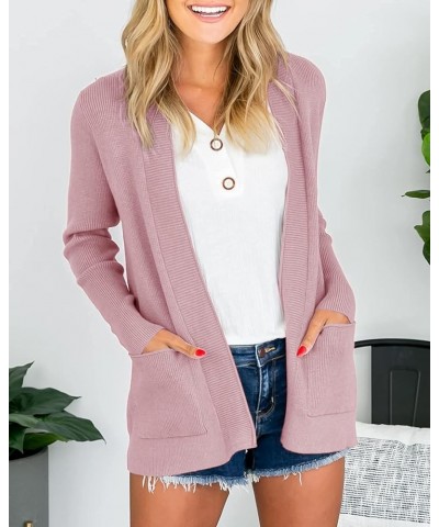 Women's Open Front Cardigan Sweater Chunky Soft Knit Casual Long Sleeve Sweaters Solid Loose with Pocket Red $22.35 Sweaters