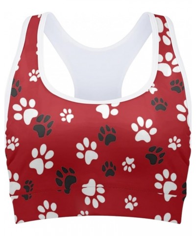 Sunflower Sports Bra for Women Dog Paw Print,red $10.35 Lingerie