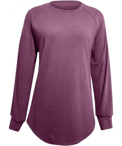 Long Sleeve Shirts for Women Workout Casual Tunic Tops Lightweight Crew Neck Sweatshirts Dressy Blouses for Leggings A00_purp...