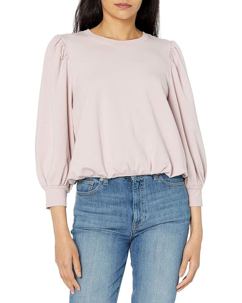 Women's Leona Short Puff Sleeve Crew Neck French Terry Sweatshirt Ice Pink $17.96 Hoodies & Sweatshirts