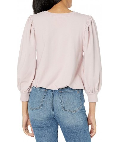 Women's Leona Short Puff Sleeve Crew Neck French Terry Sweatshirt Ice Pink $17.96 Hoodies & Sweatshirts