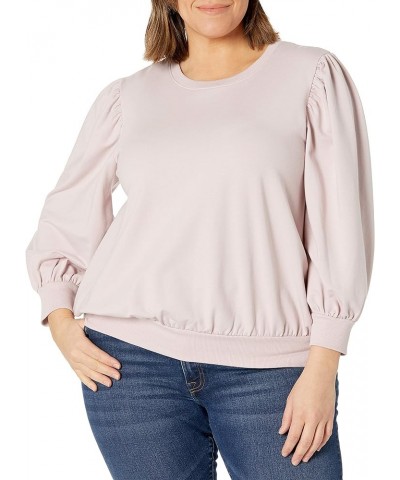 Women's Leona Short Puff Sleeve Crew Neck French Terry Sweatshirt Ice Pink $17.96 Hoodies & Sweatshirts