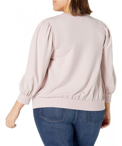 Women's Leona Short Puff Sleeve Crew Neck French Terry Sweatshirt Ice Pink $17.96 Hoodies & Sweatshirts