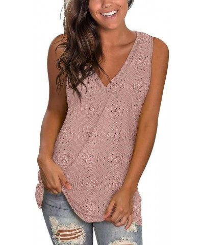 Women's Summer Tank Tops Basic Tanks V Neck Sleeveless T Shirts Side Split 803-dusty Pink $10.59 Tanks