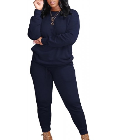 Womens Fashion Outfits 2 Piece Sweatsuit Workout Sweatpants Sets 3405dark Blue $24.93 Activewear