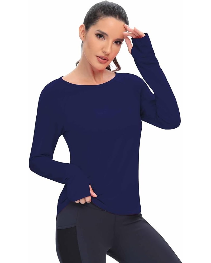 ICTIVE Long Sleeve Workout Shirts for Women Running Yoga Gym Shirt with Thumb Hole Breathable Mesh Back Woman's Tee Tops Dark...