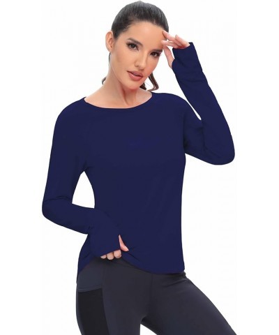 ICTIVE Long Sleeve Workout Shirts for Women Running Yoga Gym Shirt with Thumb Hole Breathable Mesh Back Woman's Tee Tops Dark...