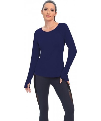 ICTIVE Long Sleeve Workout Shirts for Women Running Yoga Gym Shirt with Thumb Hole Breathable Mesh Back Woman's Tee Tops Dark...