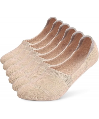 6 Pairs Unisex Thick Cushion Athletic Cotton Non Slip Low Cut Flat Liner No Show Socks C05-beige $11.04 Socks