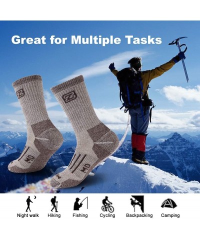 Merino Wool Socks Hiking Socks Thermal Outdoor Sports Socks 2 Pairs Brown-2pairs $9.51 Activewear