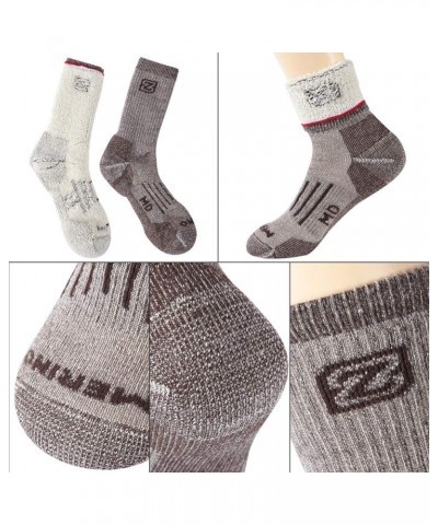 Merino Wool Socks Hiking Socks Thermal Outdoor Sports Socks 2 Pairs Brown-2pairs $9.51 Activewear