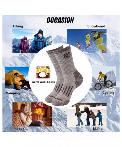 Merino Wool Socks Hiking Socks Thermal Outdoor Sports Socks 2 Pairs Brown-2pairs $9.51 Activewear