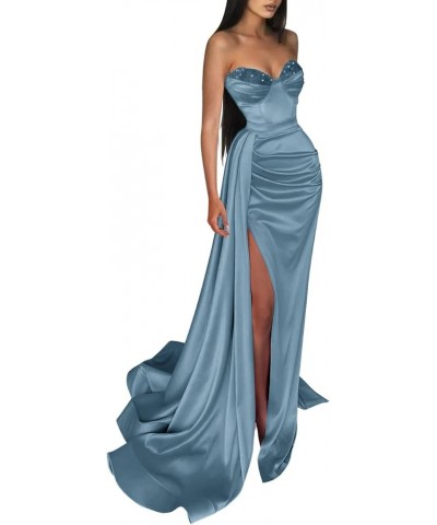 Sweetheart Mermaid Prom Dresses with Train Strapless Sequin Slit Long Evening Gown Coral $39.59 Dresses