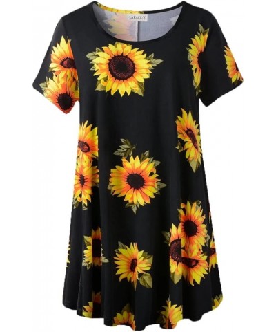 Plus Size Tops for Women Short Sleeve Shirts Casual Summer Clothes Round Neck Tunics for Leggings A-sunflower27 $15.36 Tops