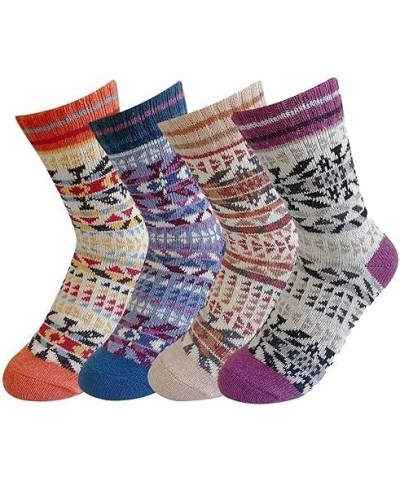 3-5 Pairs Womens Multicolor Fashion Warm Wool Cotton Thick Winter Crew Socks Multicolor $9.00 Socks