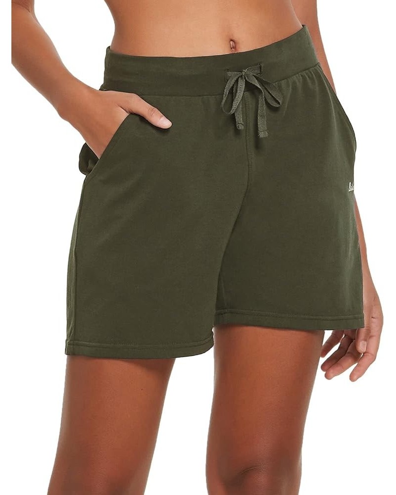 Women's Bermuda Shorts Long Cotton Casual Summer Knee Length Pull On Lounge Walking Exercise Shorts with Pockets Olive 2.0 $1...