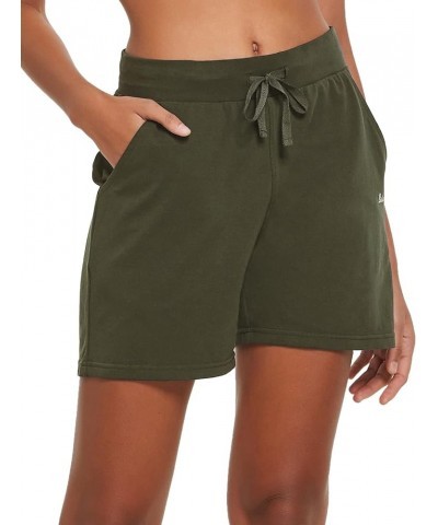 Women's Bermuda Shorts Long Cotton Casual Summer Knee Length Pull On Lounge Walking Exercise Shorts with Pockets Olive 2.0 $1...